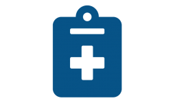 A clipboard with the medical plus sign in the middle